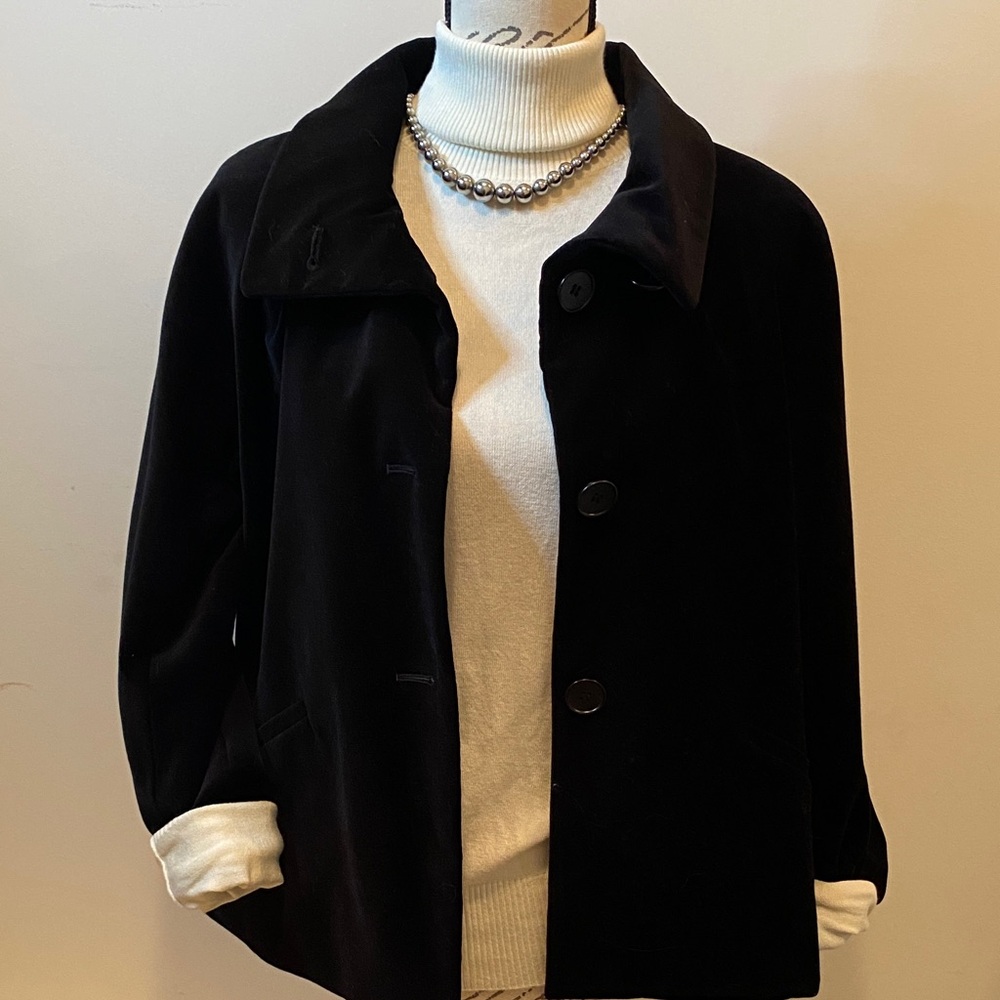 Talbots Cotton Velvet Black Women's Blazer Jacket Coat 6P